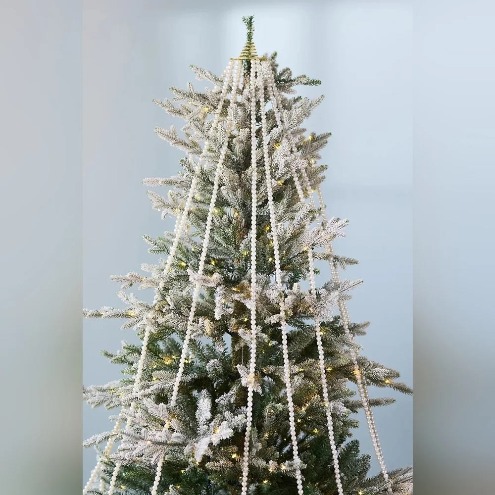 Anthropologie Cascading Pearl Christmas Tree Topper | Luxe Pearl Garland